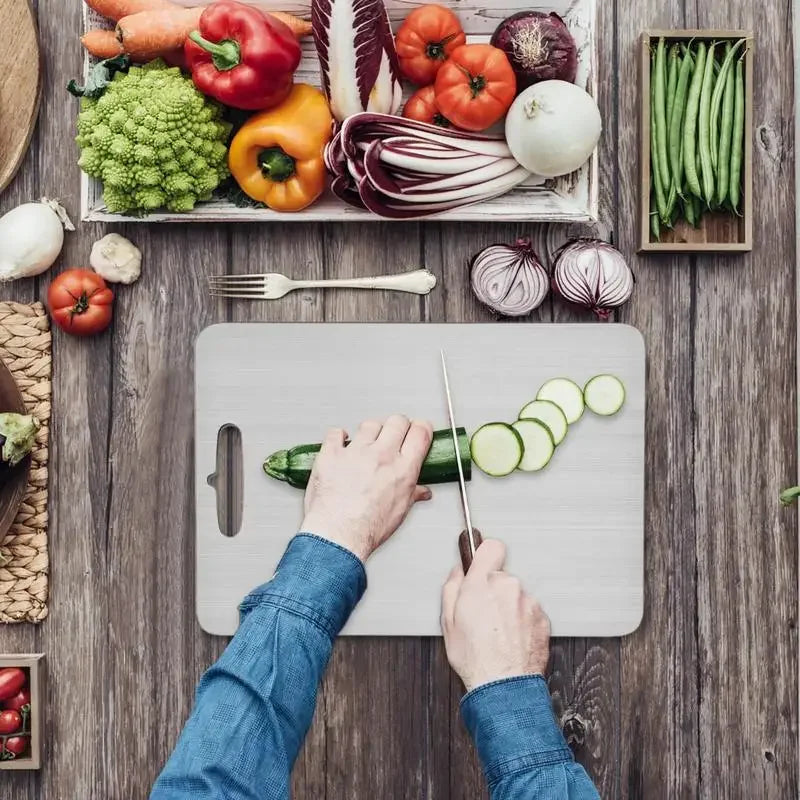 Stainless Steel Cutting Board — Durable Double-Sided Kitchen Prep Surface