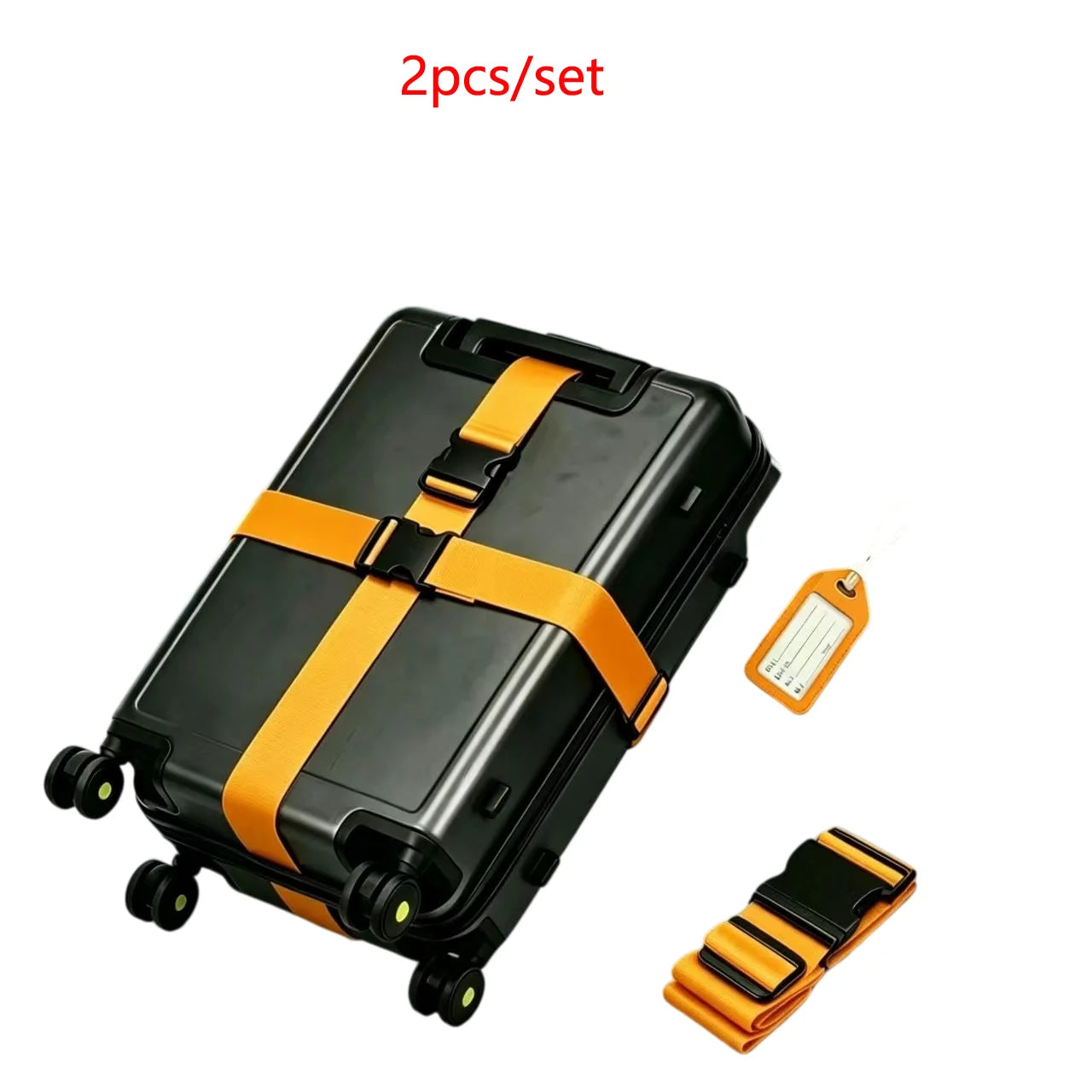 Luggage Security Set — Travel Strap and Identification Tag, 2-Piece Kit
