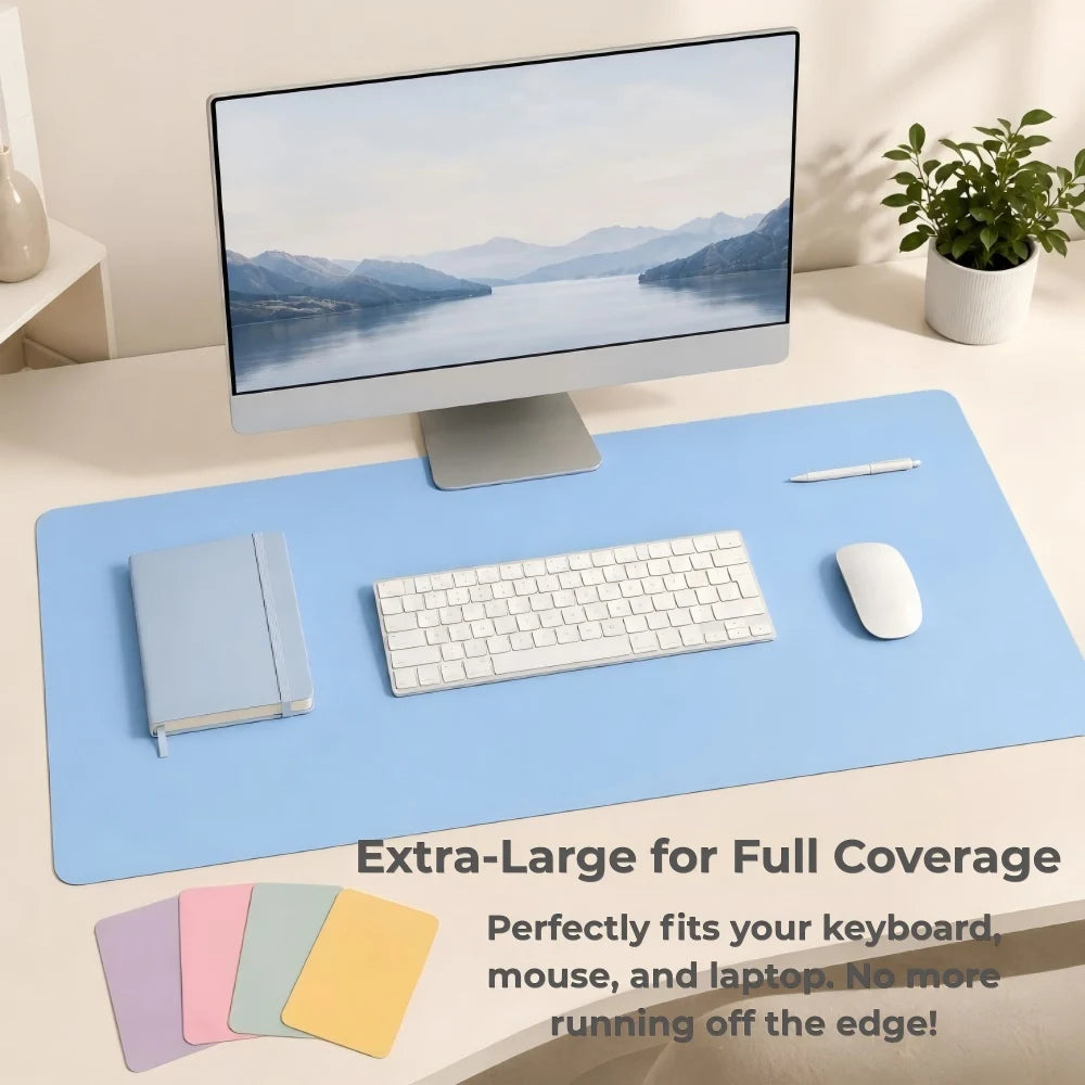 NULOXO PU Leather Desk Mat — Waterproof Office Blotter & Mouse Pad