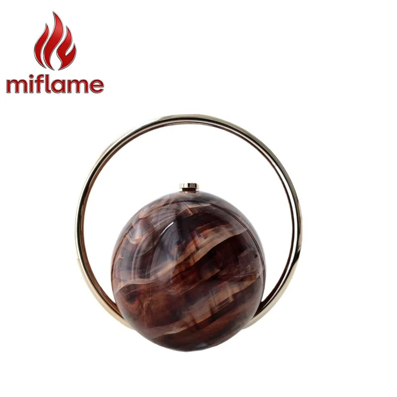 miflame Elegant Spherical Evening Clutch — Marble Texture Handbag with Electroplated Handle