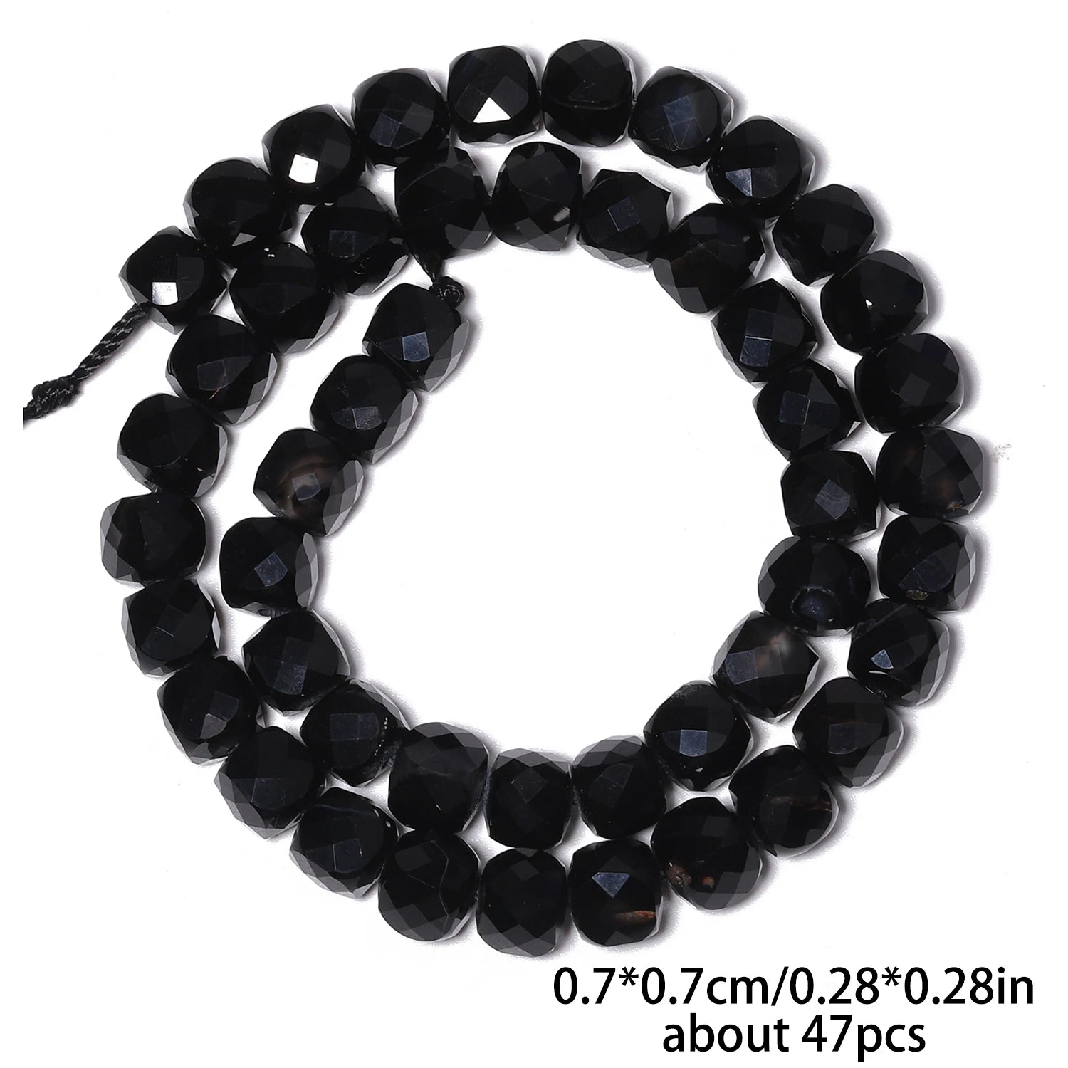Kuoyu Black Stripe Onyx Cube Beads — Faceted Natural Stone Square Spacers
