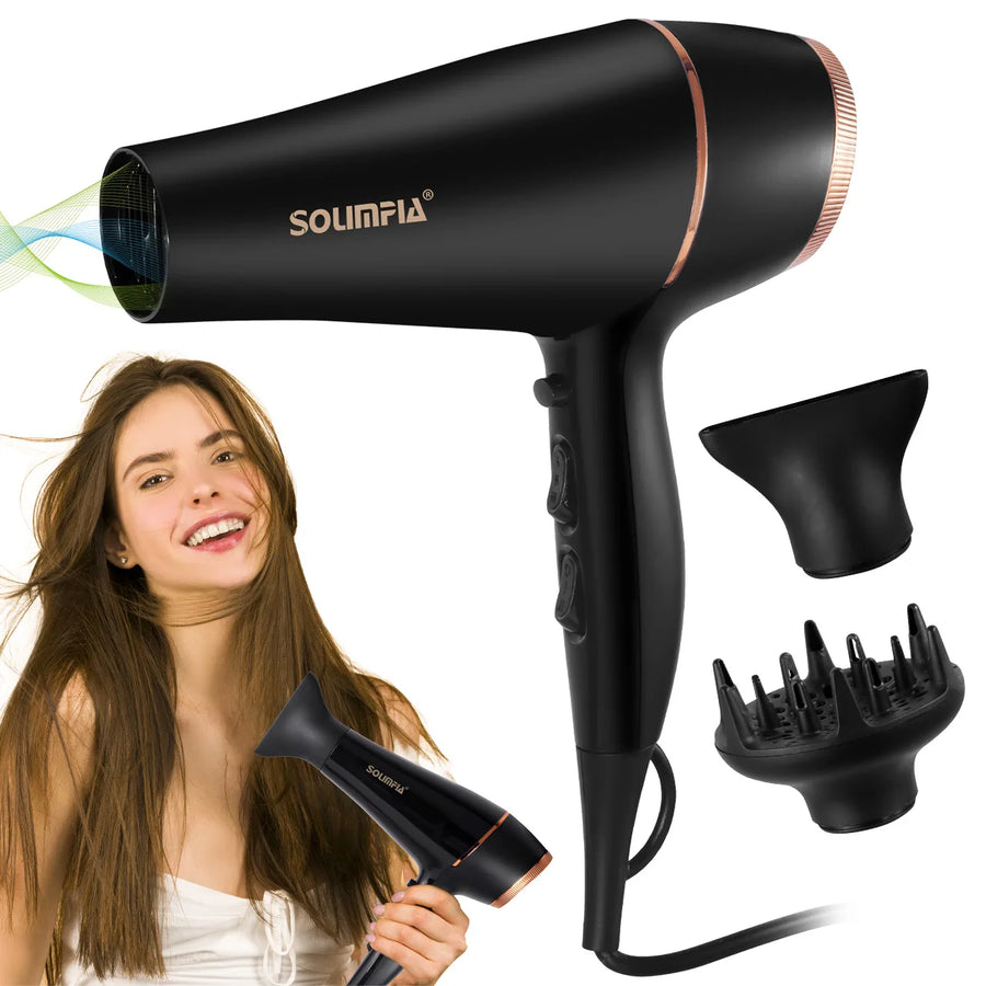 HATTEKER High-Power Electric Hair Dryer — Negative Ion Technology & 5 Heat Settings