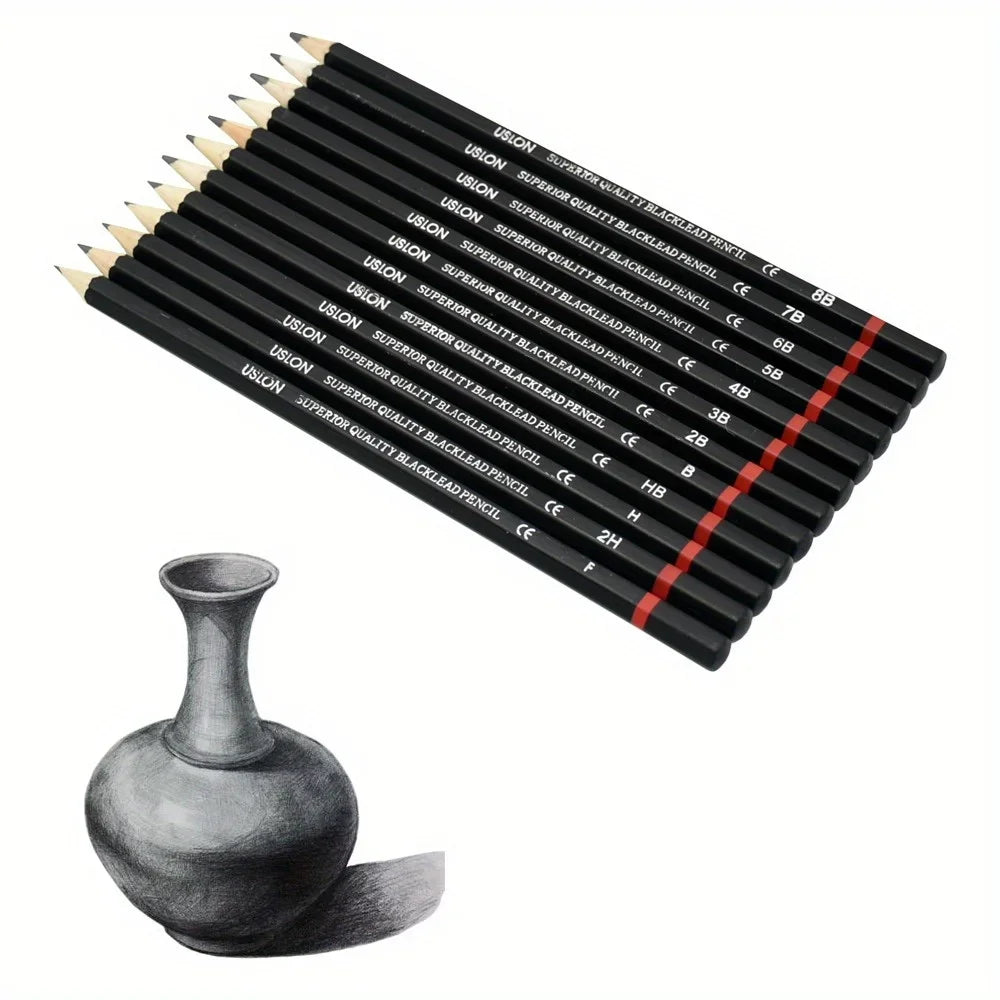 TWBEB Professional Sketching Pencil Set — 12-Piece Graphite Drawing Kit