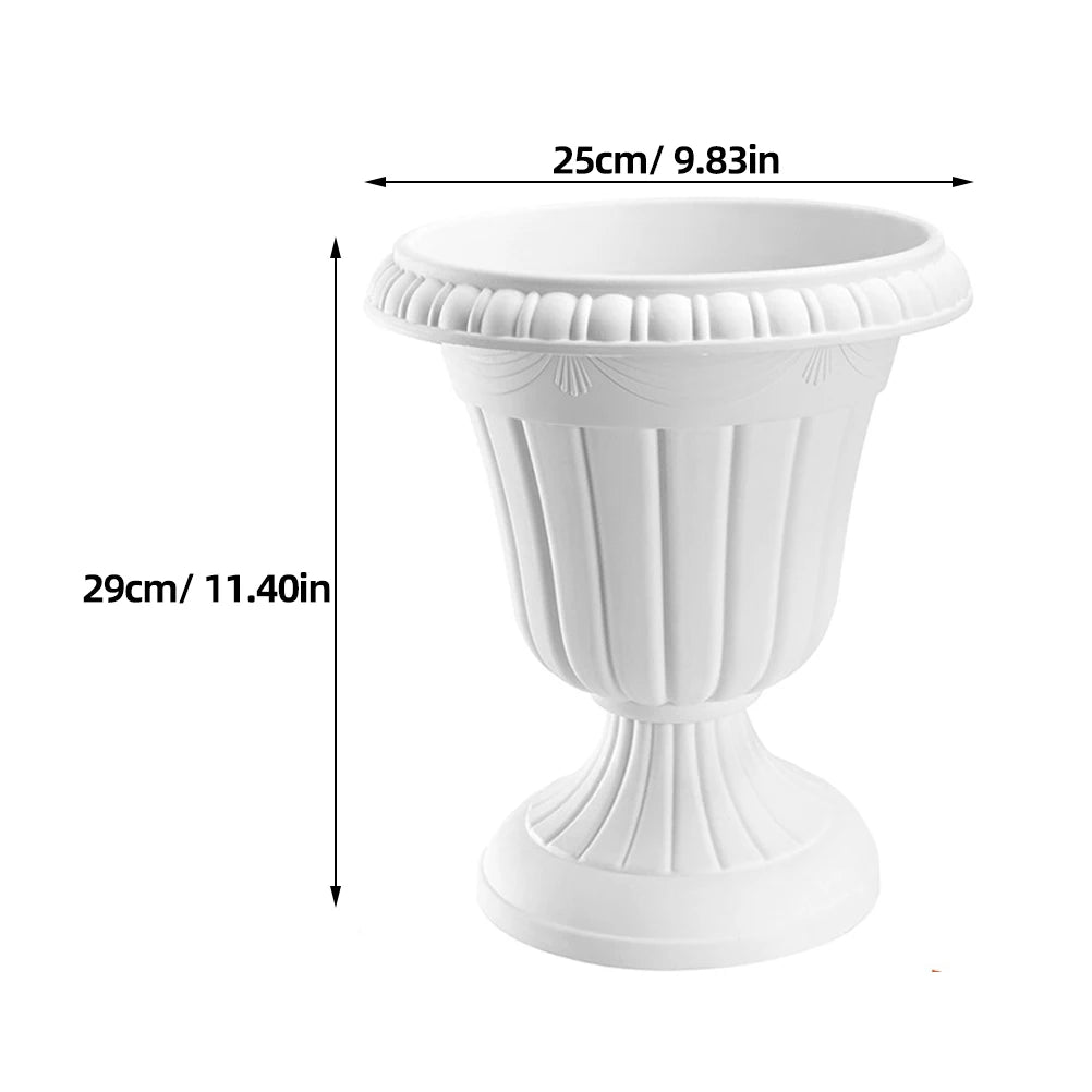 BESTOMZ Roman Column Flower Pot — Classic White Pedestal Planter