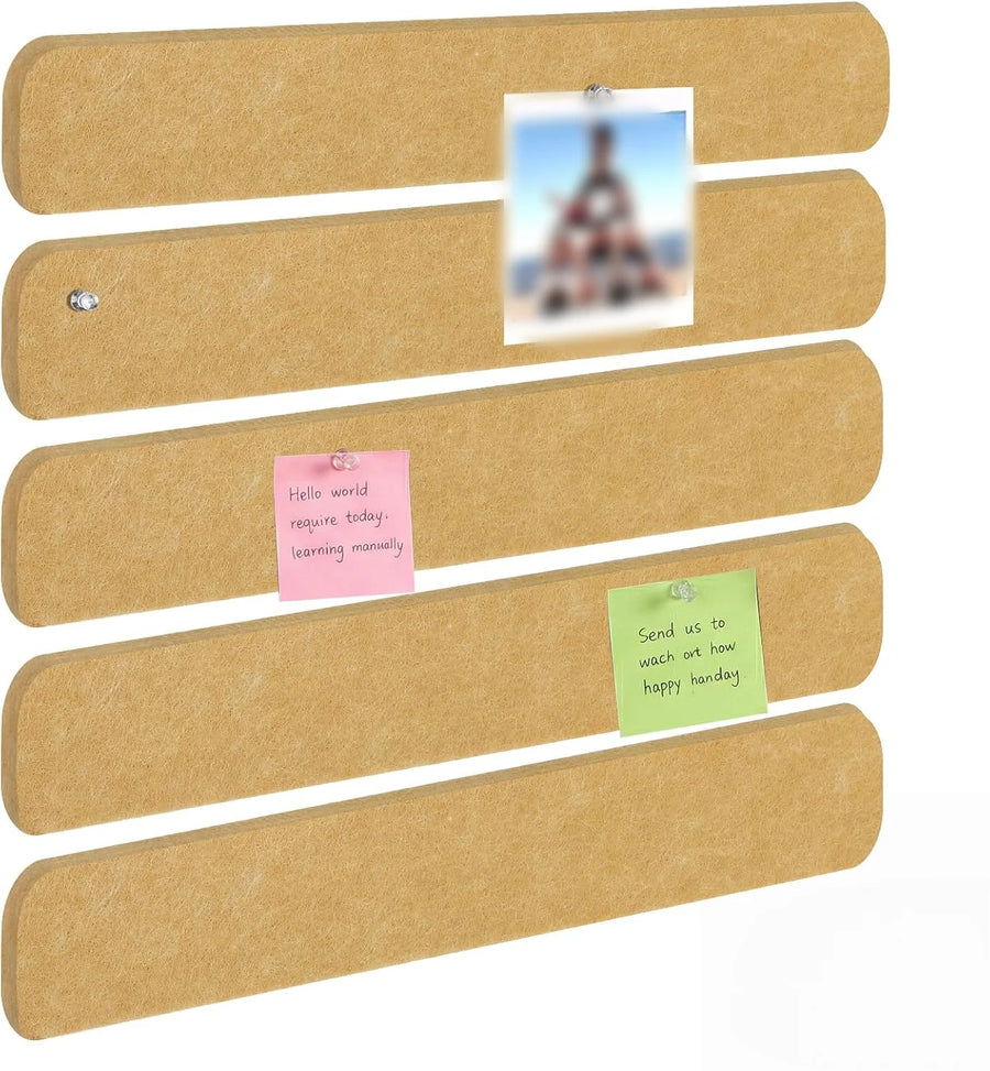 Self-Adhesive Cork Bulletin Boards — Frameless Wall Organizer, 5-Piece Set