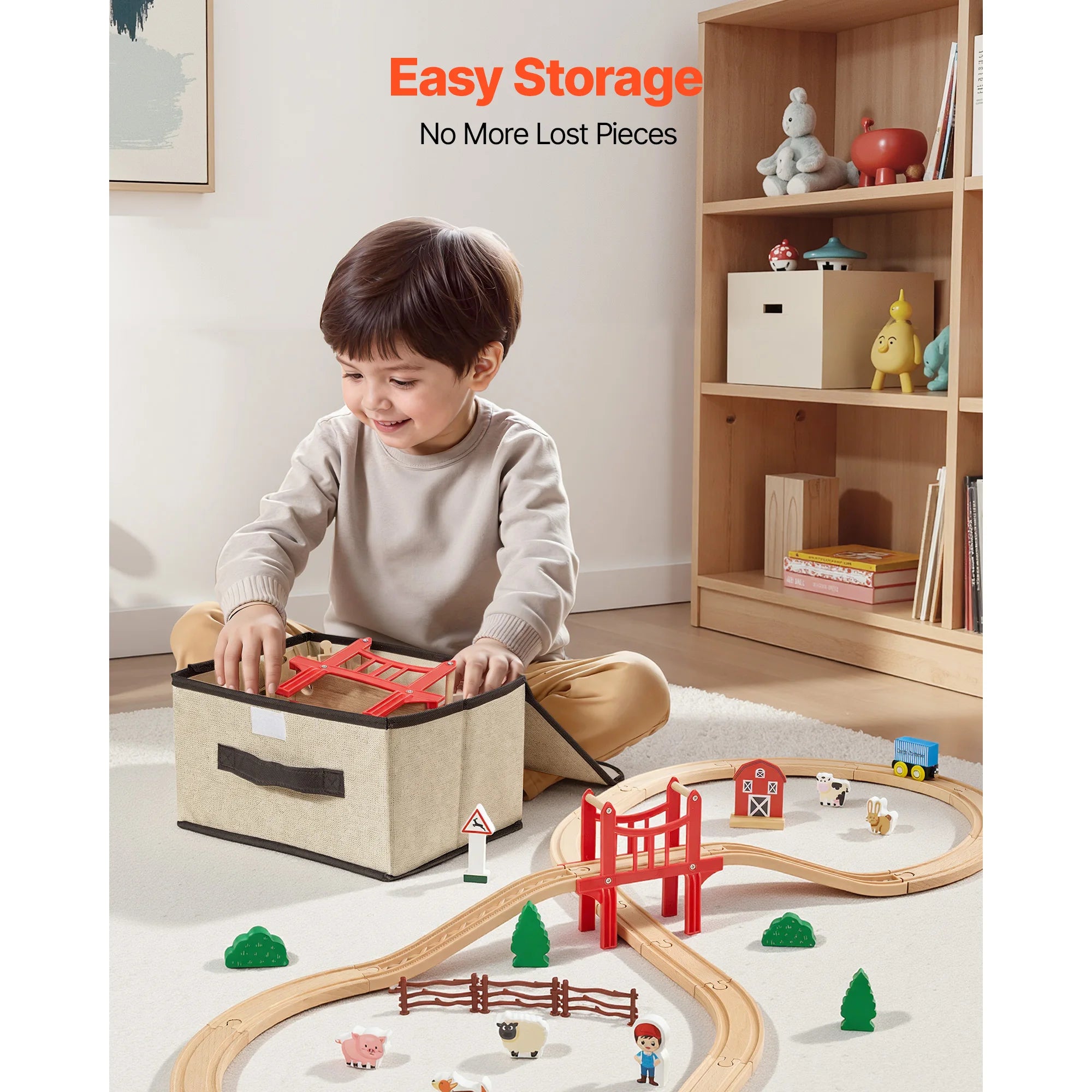 SucceBuy Wooden Train Track Set — 39-Piece Magnetic Railway Toy