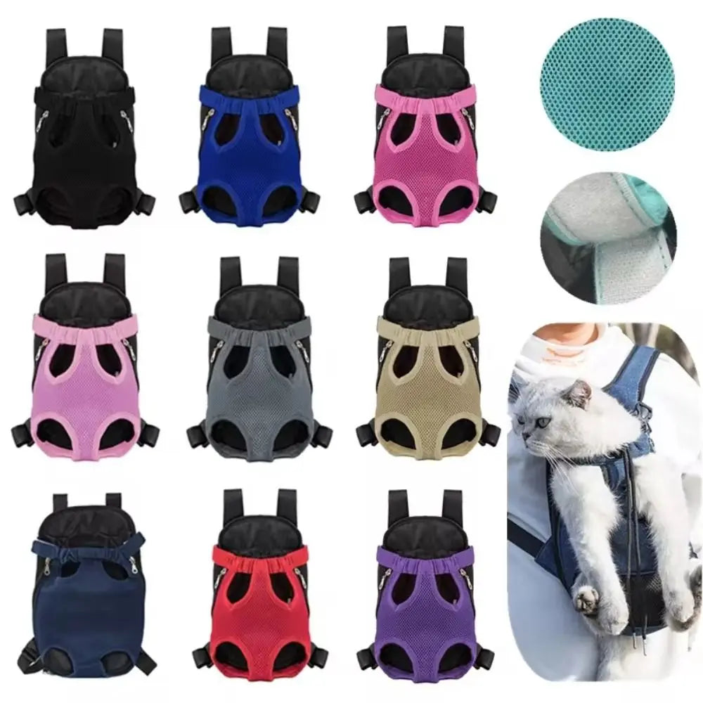 Adjustable Pet Carrier Backpack — Breathable Double Shoulder Bag for Travel