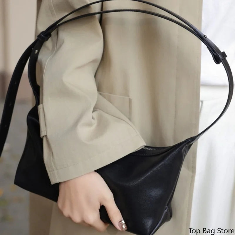 miflame Women's Genuine Leather Hobo Bag — Elegant Minimalist Shoulder Handbag