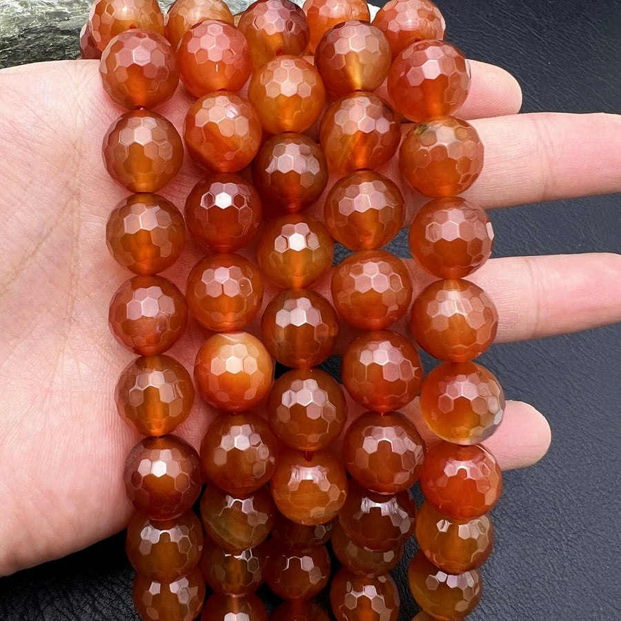 MARUCOL Natural Red Agate Faceted Beads — 14mm Loose Stone Nuggets for Jewelry Making