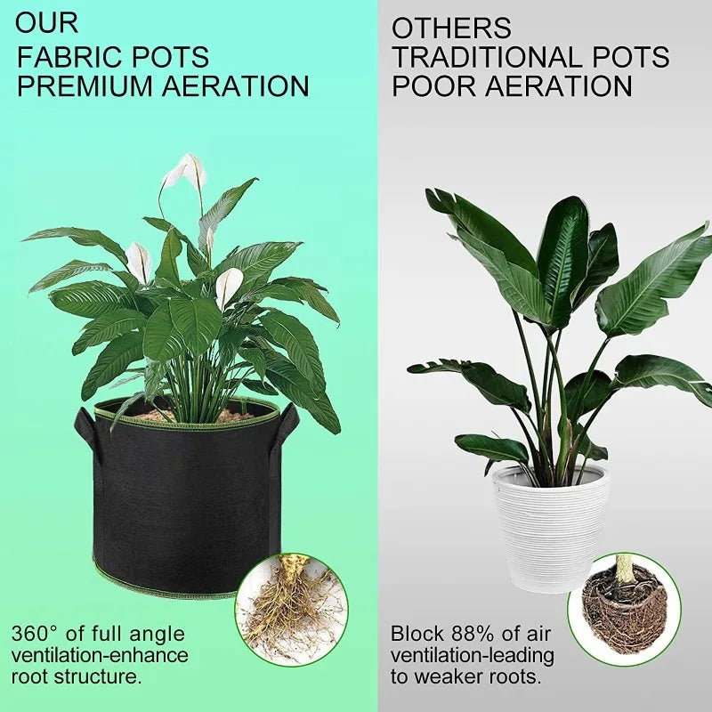 CHFENGASQ Non-Woven Grow Bags — Aeration Fabric Pots for Plants