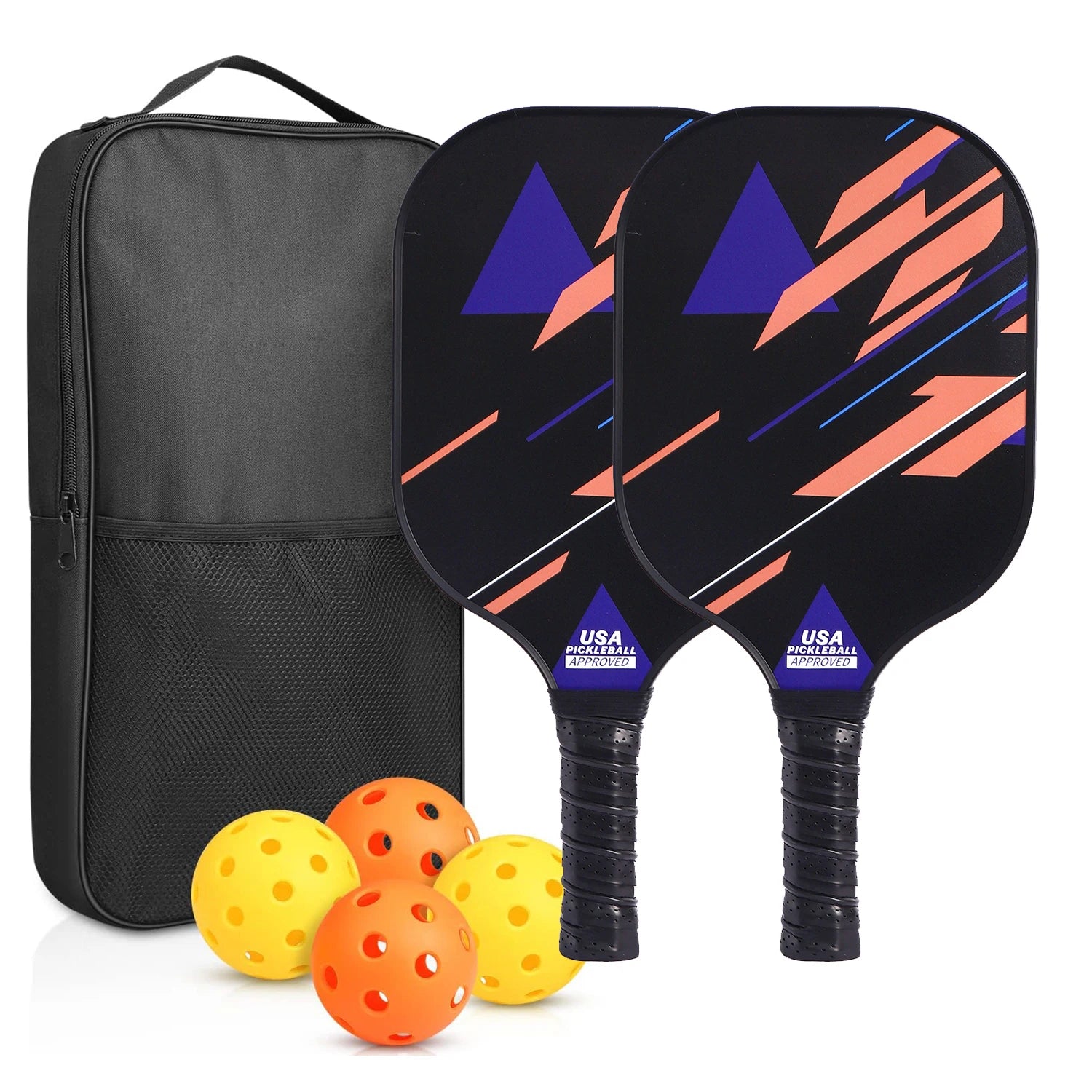 GojoyLiu Pickleball Paddle Set — Durable Fiberglass Rackets with 4 Balls