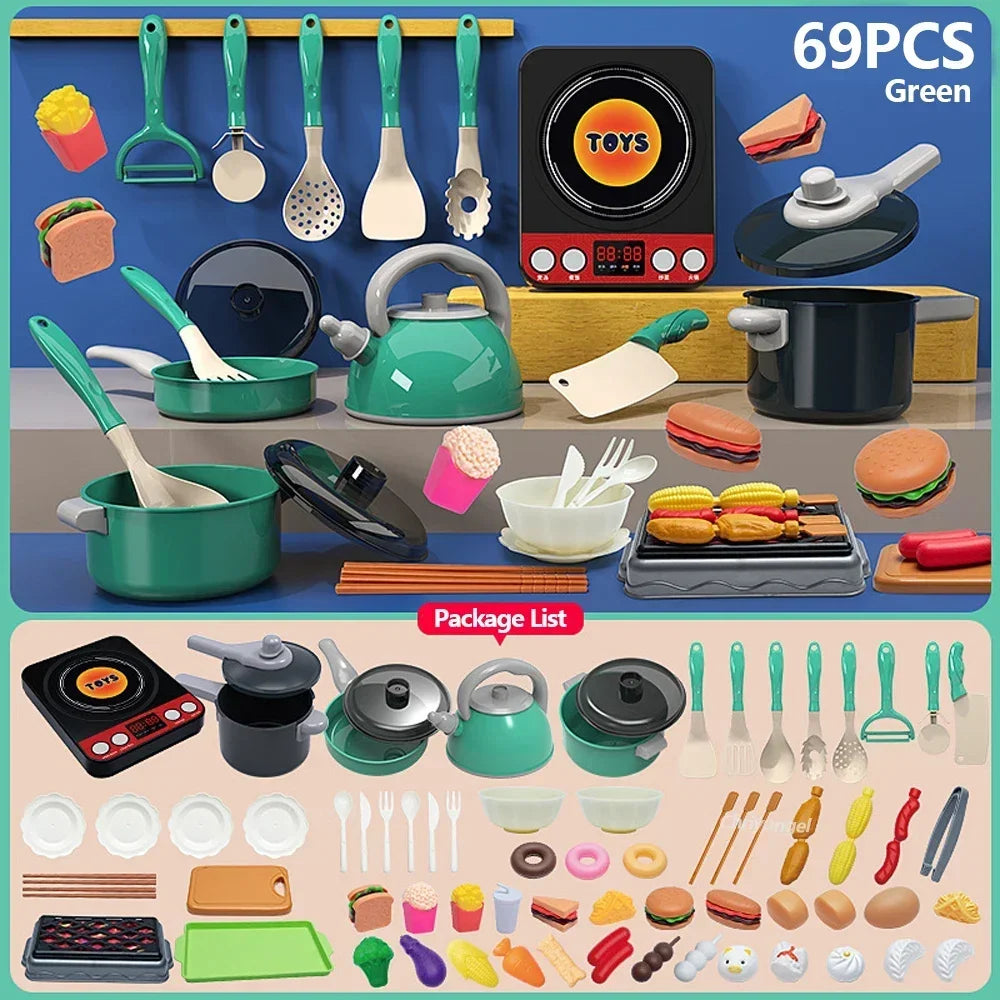 Chriyungel Kids Play Kitchen Set — Realistic Pretend Cooking Toy with Food