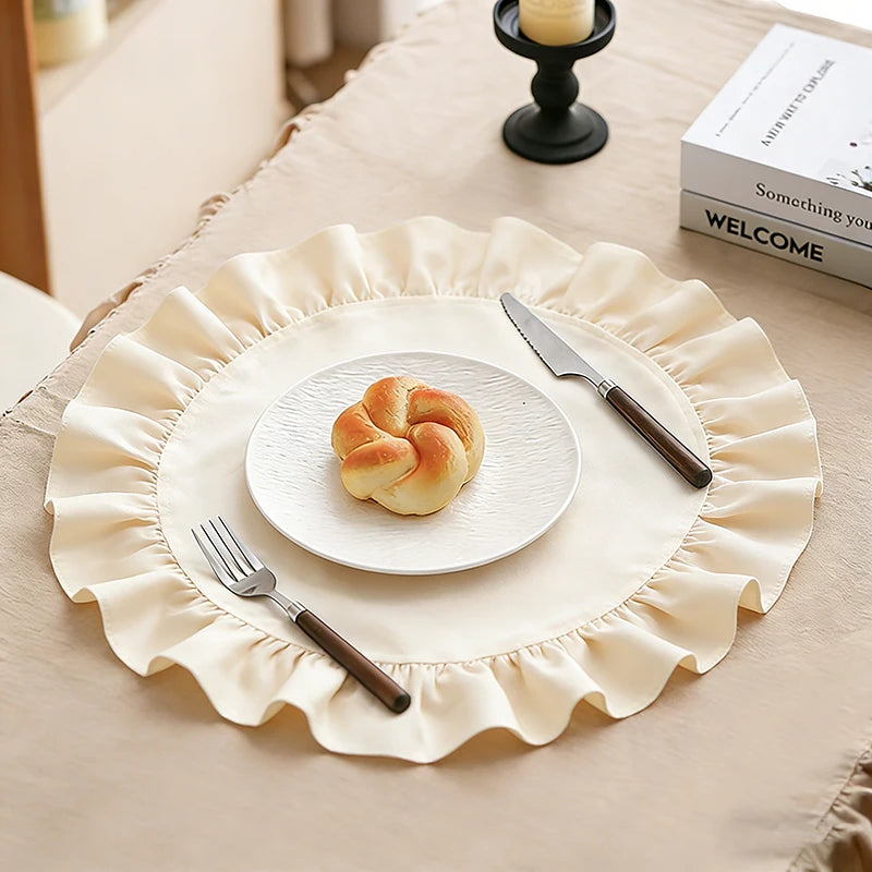 Cotton Ruffle Placemats and Napkins — Elegant Table Decor for Dining