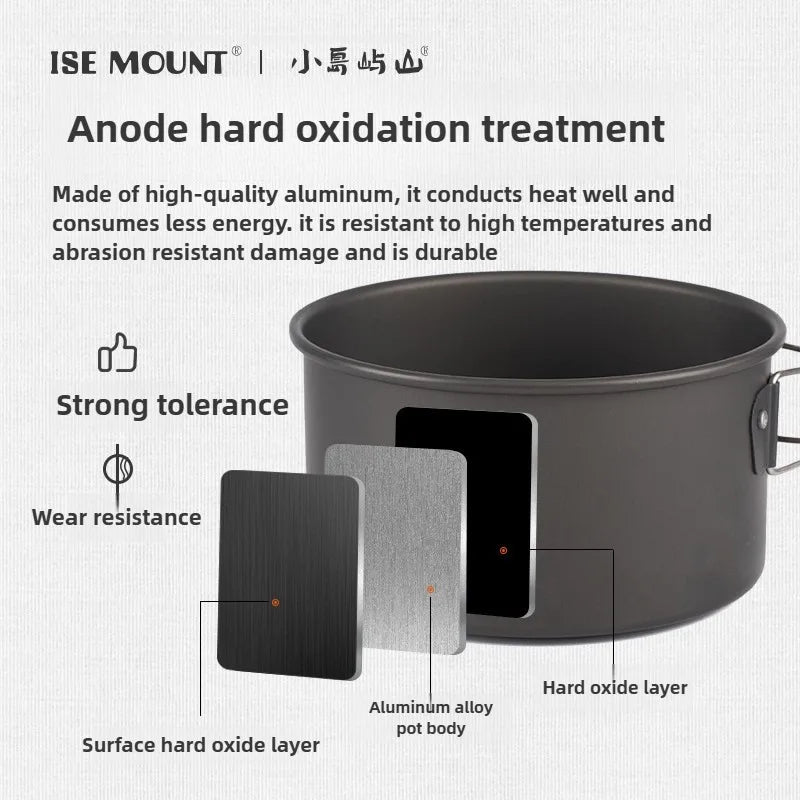ISE MOUNT Camping Cookware Set — Lightweight Portable Pot and Pan Kit