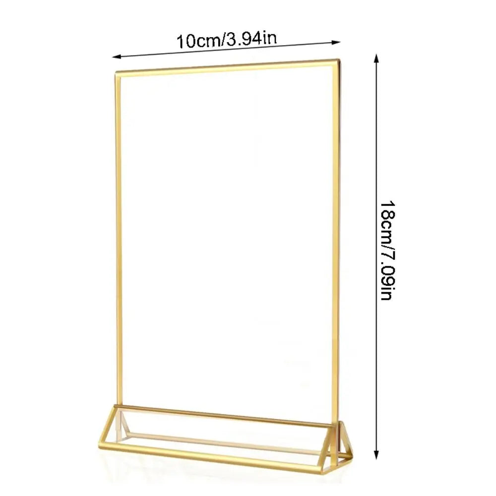 Transparent Acrylic Sign Holder — Elegant Gold Edge Menu Stand for Events
