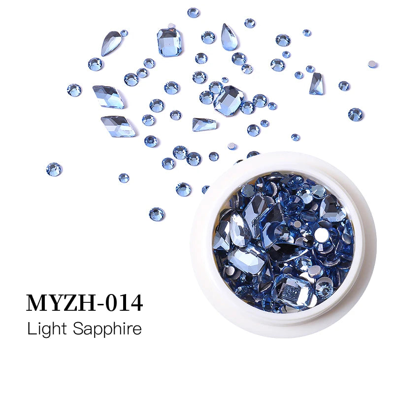 MagiBling Nail Art Rhinestone Kit — Mixed Size Crystal Gemstones for 3D Nail Design
