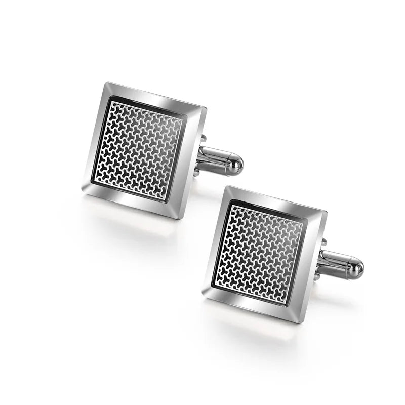 UJOY Luxury Copper Cufflinks — Elegant Round and Square Men's Jewelry Set