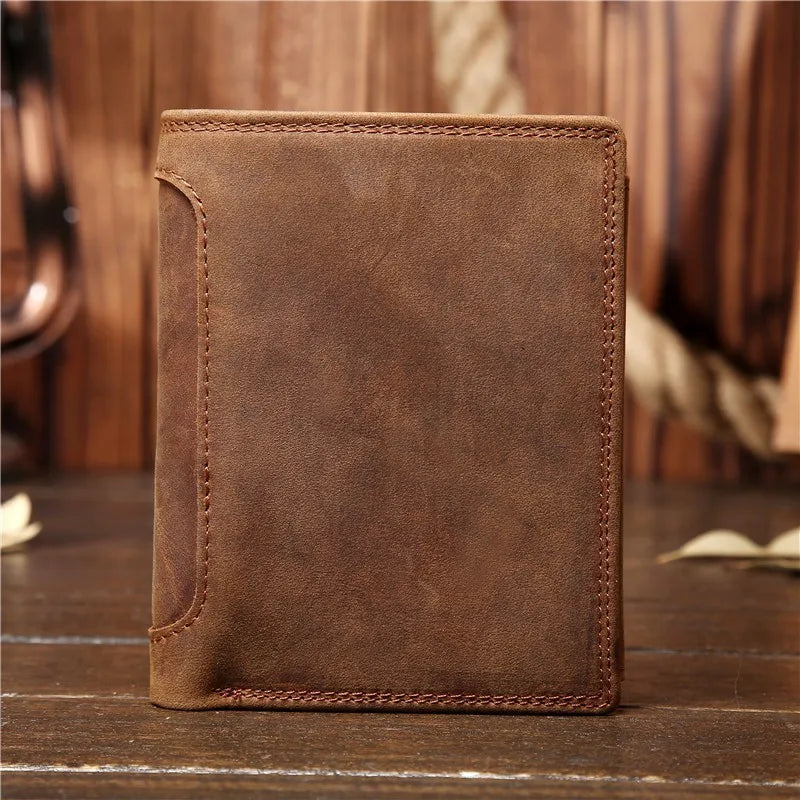 Neweekend Genuine Leather Men's Wallet — Compact Slim Card Holder & Coin Purse