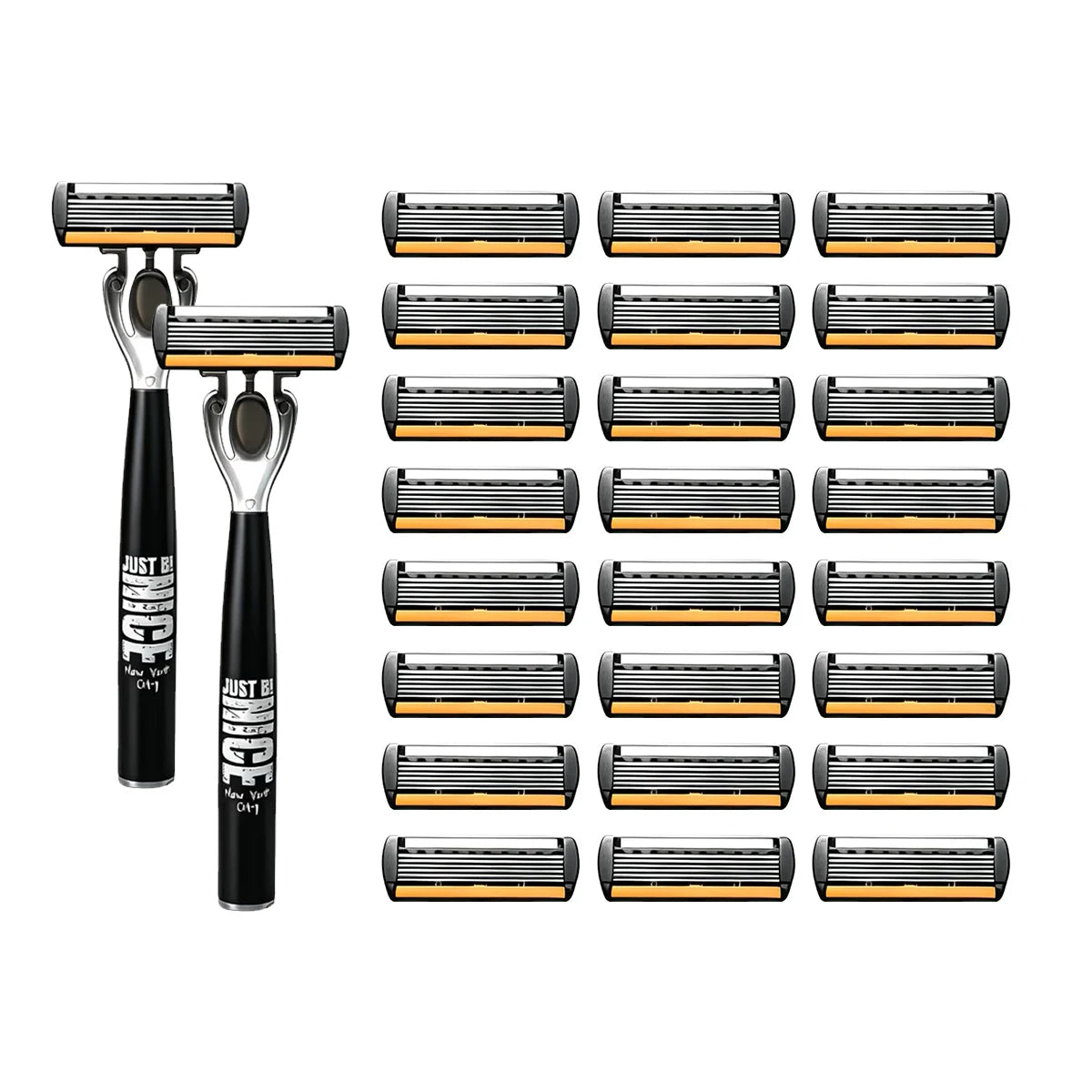 Men's Manual Safety Razor Set — 6-Layer Stainless Steel Blades with Aloe Vera