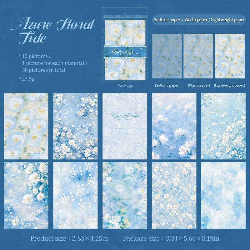 Vintage Garden Dream Writing Paper — 30pcs Retro Scrapbooking Material