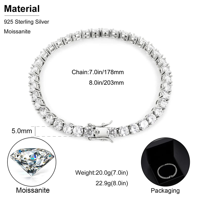 ICEOUTBOX Moissanite Tennis Bracelet — D VVS1 Sterling Silver Jewelry