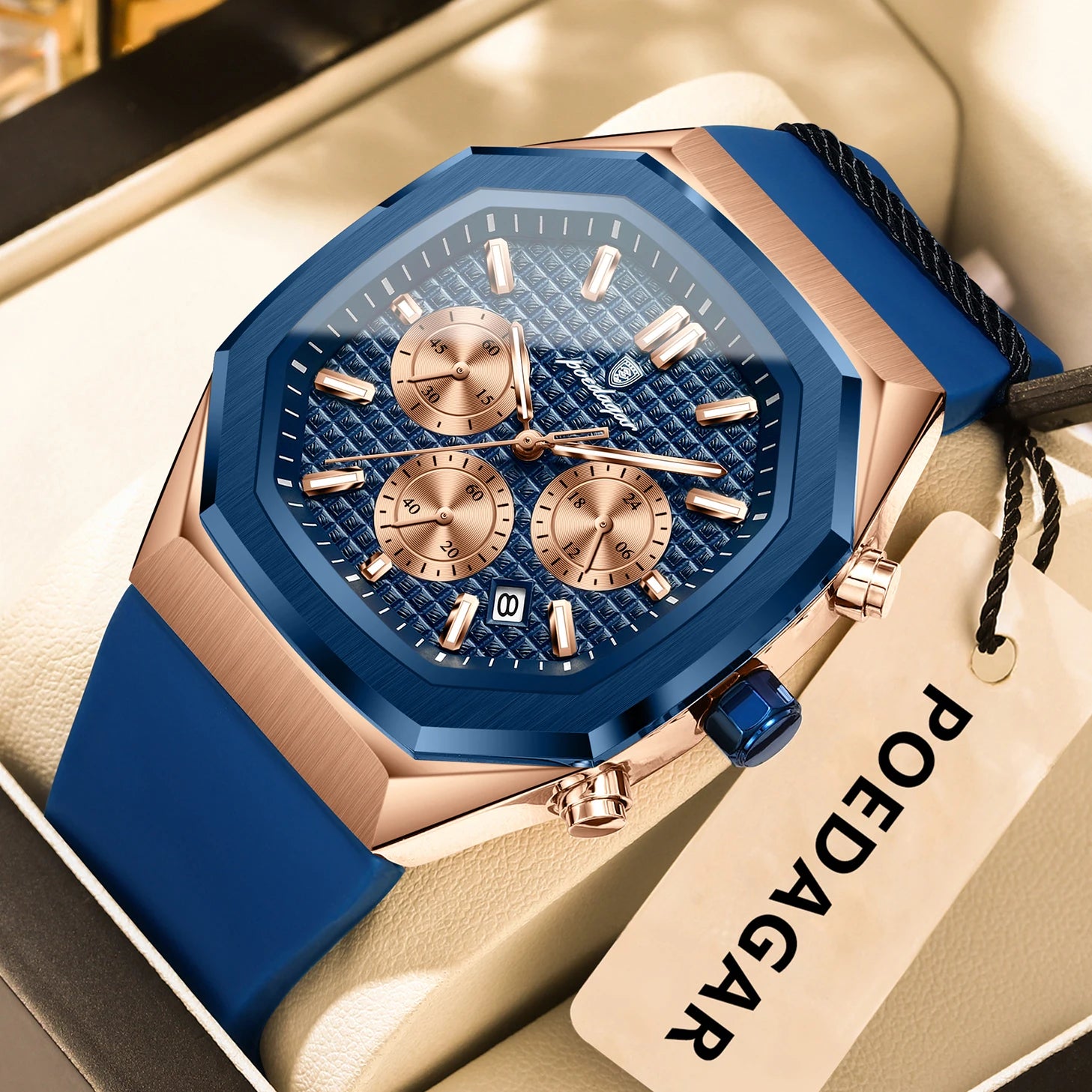POEDAGAR Men's Chronograph Watch — Waterproof Business Quartz Timepiece