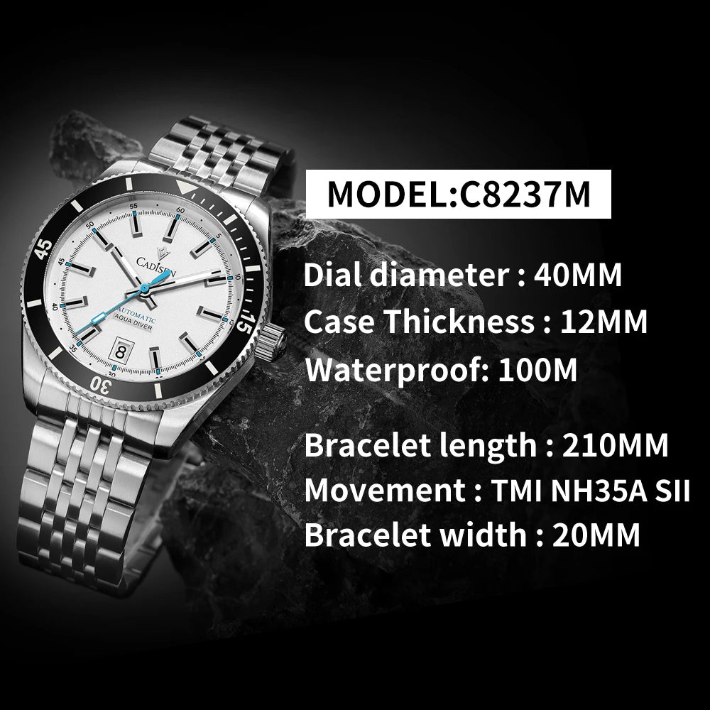Cadisen Automatic Mechanical Watch — Ceramic Bezel & Sapphire Crystal