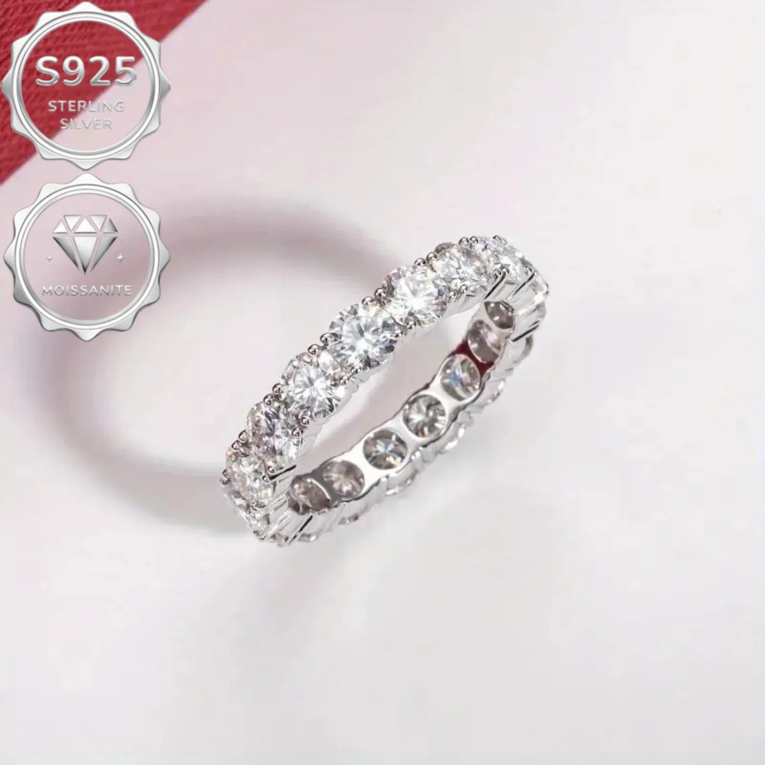 Moissanite Eternal Ring — S925 Sterling Silver Classic Wedding Jewelry