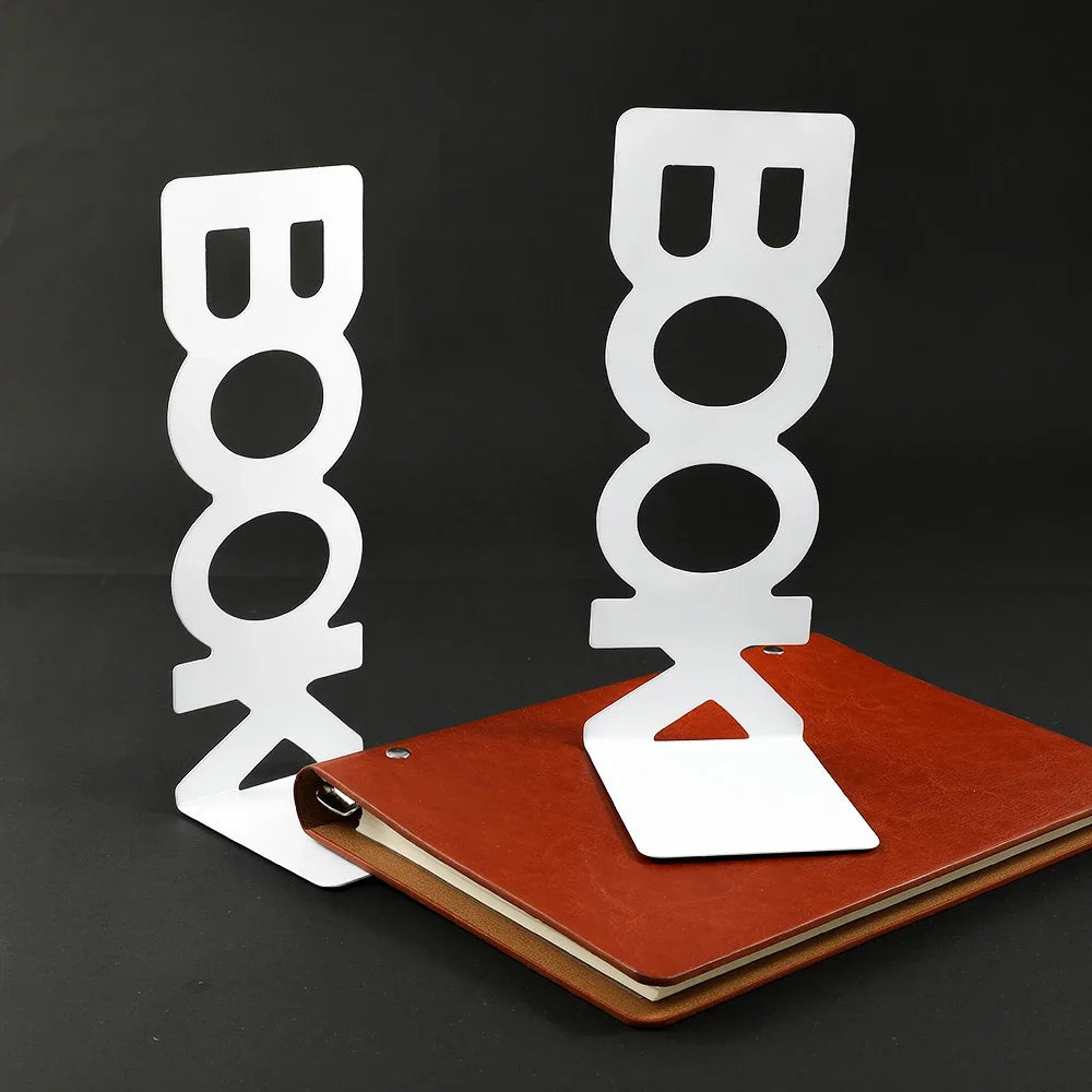 Metal English Letter Bookends — Creative Desk Decor & Book Support
