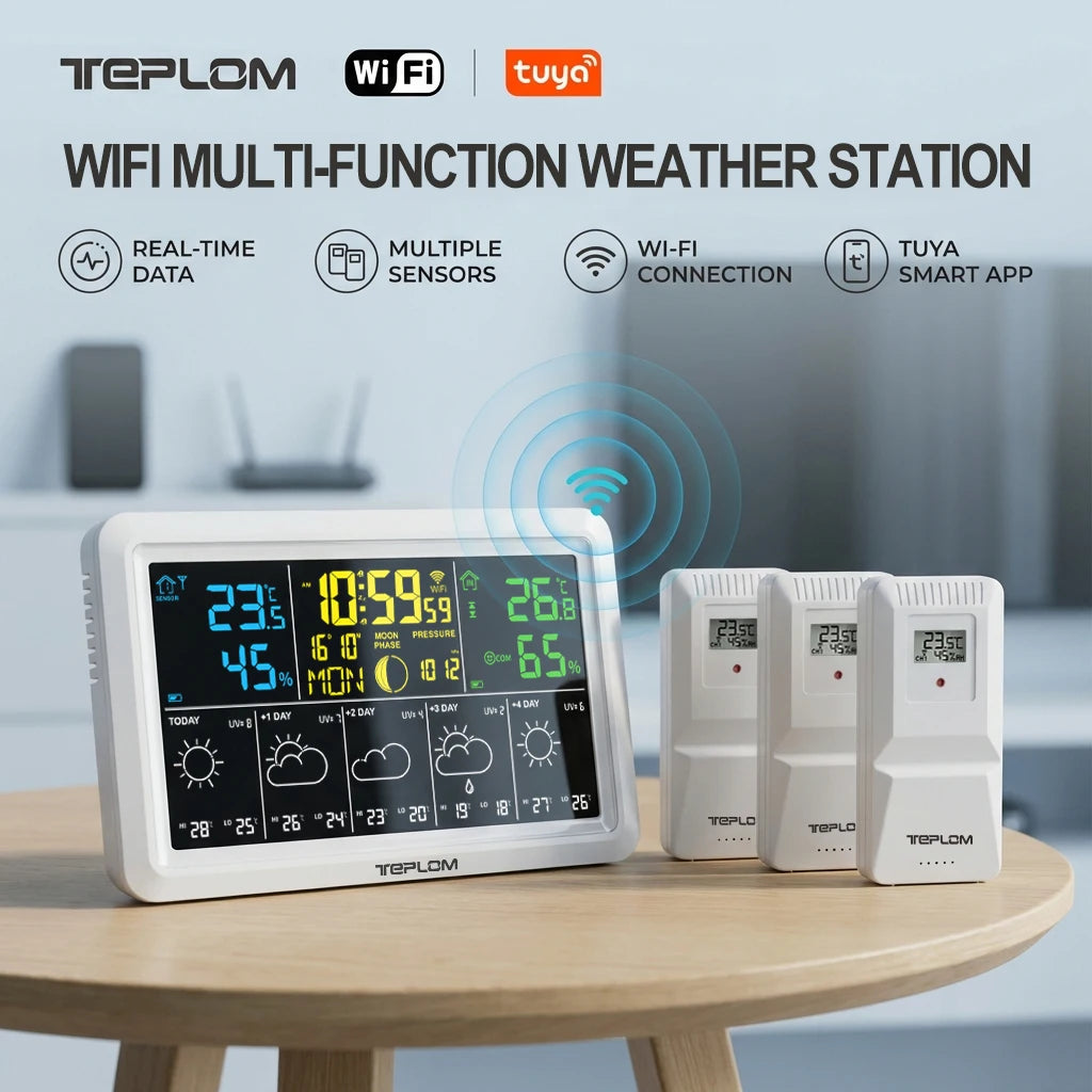 TEPLOM Wi-Fi Weather Station — Smart Indoor/Outdoor Thermometer with App
