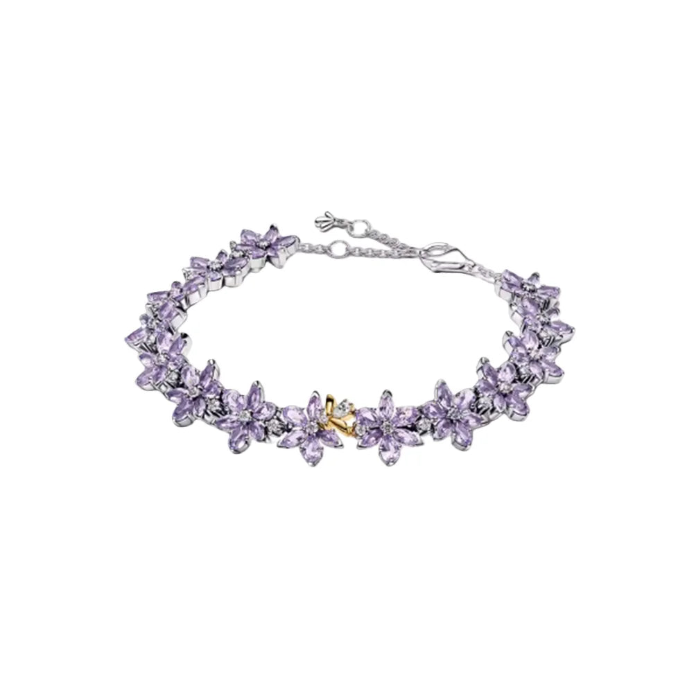 Potdemiel 925 Sterling Silver Charm Bracelet — Elegant Multi-Color Zircon Jewelry