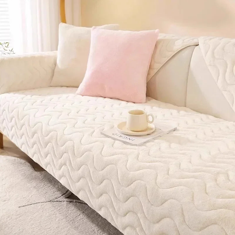 Plush Sofa Mat — Warm Thickened Seat Cushion & Anti-Slip Cover