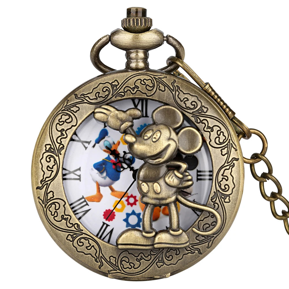 YISUYA Antique Bronze Pocket Watch — Vintage Quartz Pendant with Chain
