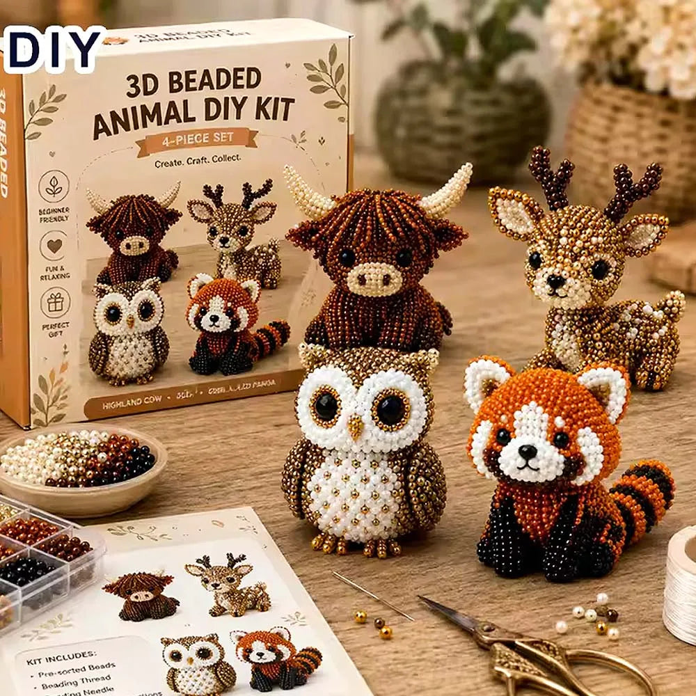 UDOCOOL 3D Beaded Animal Craft Kit — DIY Handmade Miniature Pet Set