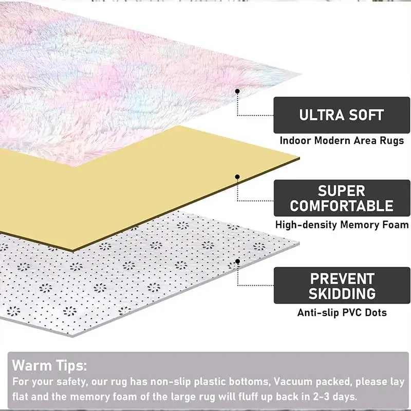 FORSWAN Rainbow Kids Area Rug — Soft Colorful Bedroom Floor Mat