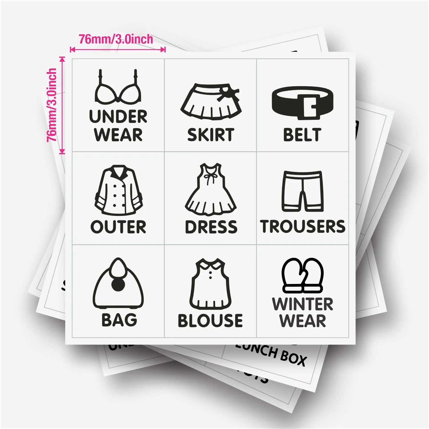Wardrobe Organizer Labels — Icon-Based Closet & Drawer Stickers