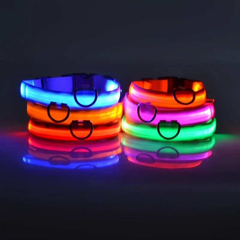 Nylon LED Glow Dog Collar — Luminous Night Safety Pet Accessory