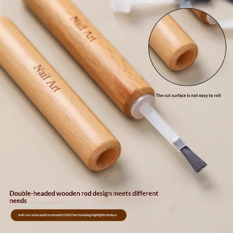 BMPEIC Nail Art Brush Set — Detachable Wooden Handle & Replacement Heads