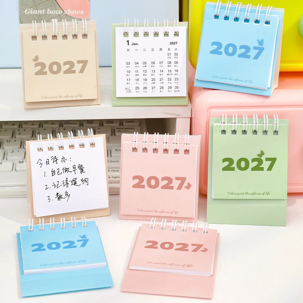 2027 Monthly Desk Calendar — Vintage Minimalist Style with Memo Notes