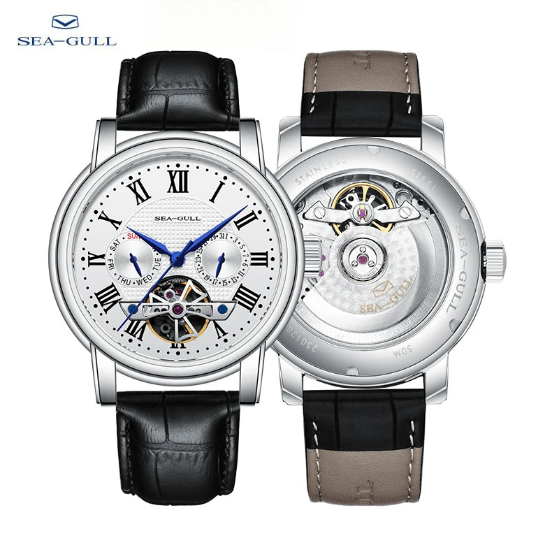 Sea-Gull Luxury Automatic Mechanical Watch — Stainless Steel & Leather