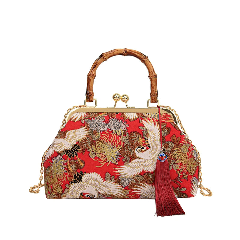 badiman Luxury Evening Clutch Bag — Elegant Rattan Handle Shoulder Purse