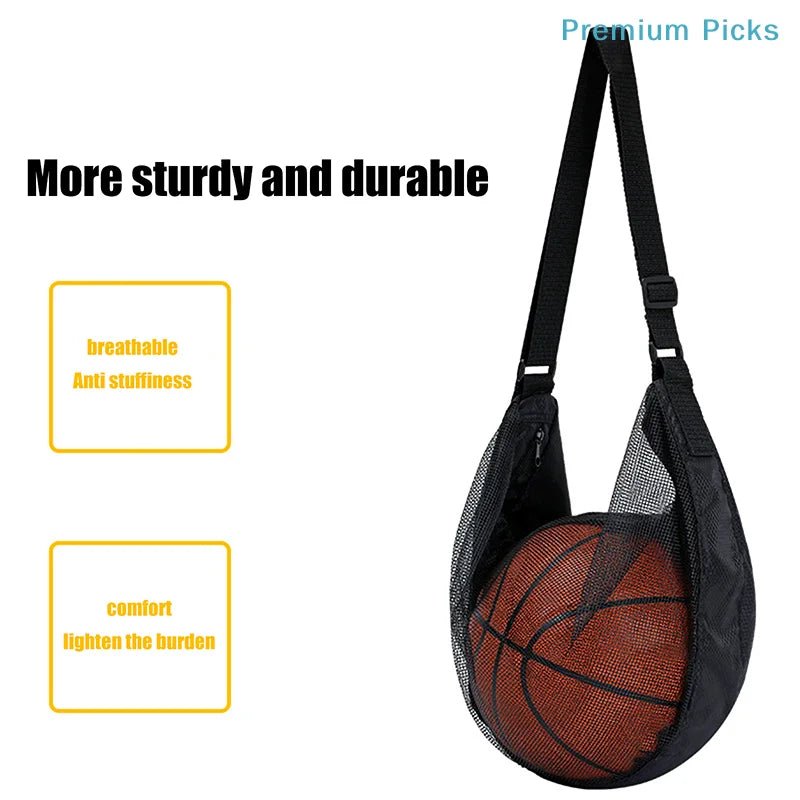 Mesh Sports Ball Carrying Bag — Breathable Storage with Zipper Pocket