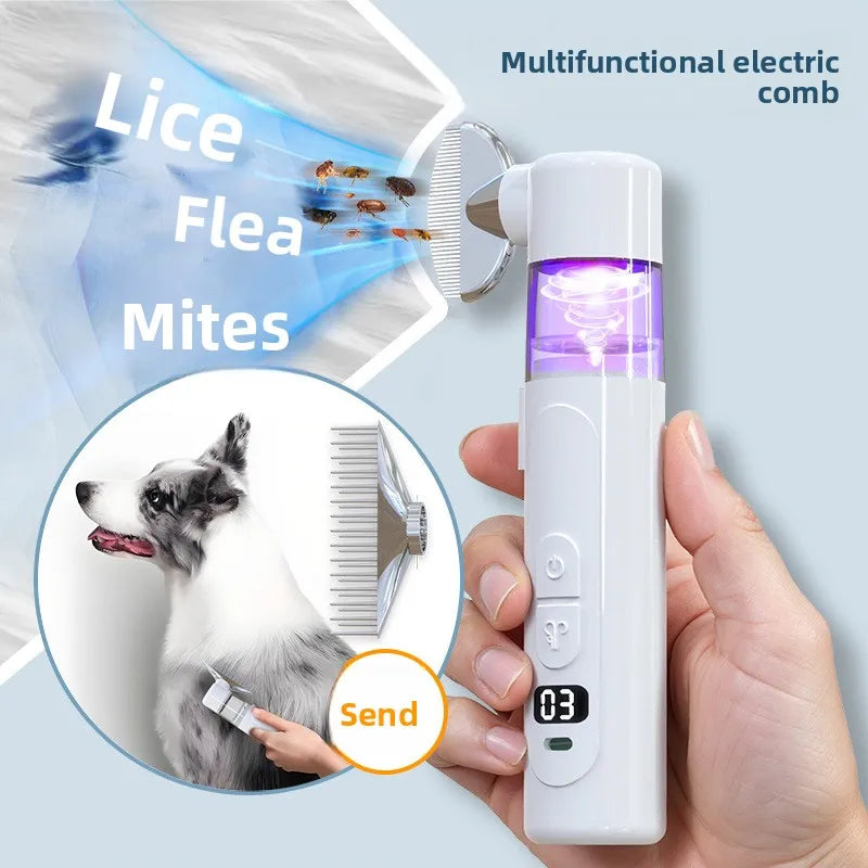 2-in-1 Electric Pet Flea Comb — Suction Grooming & Detangling Tool