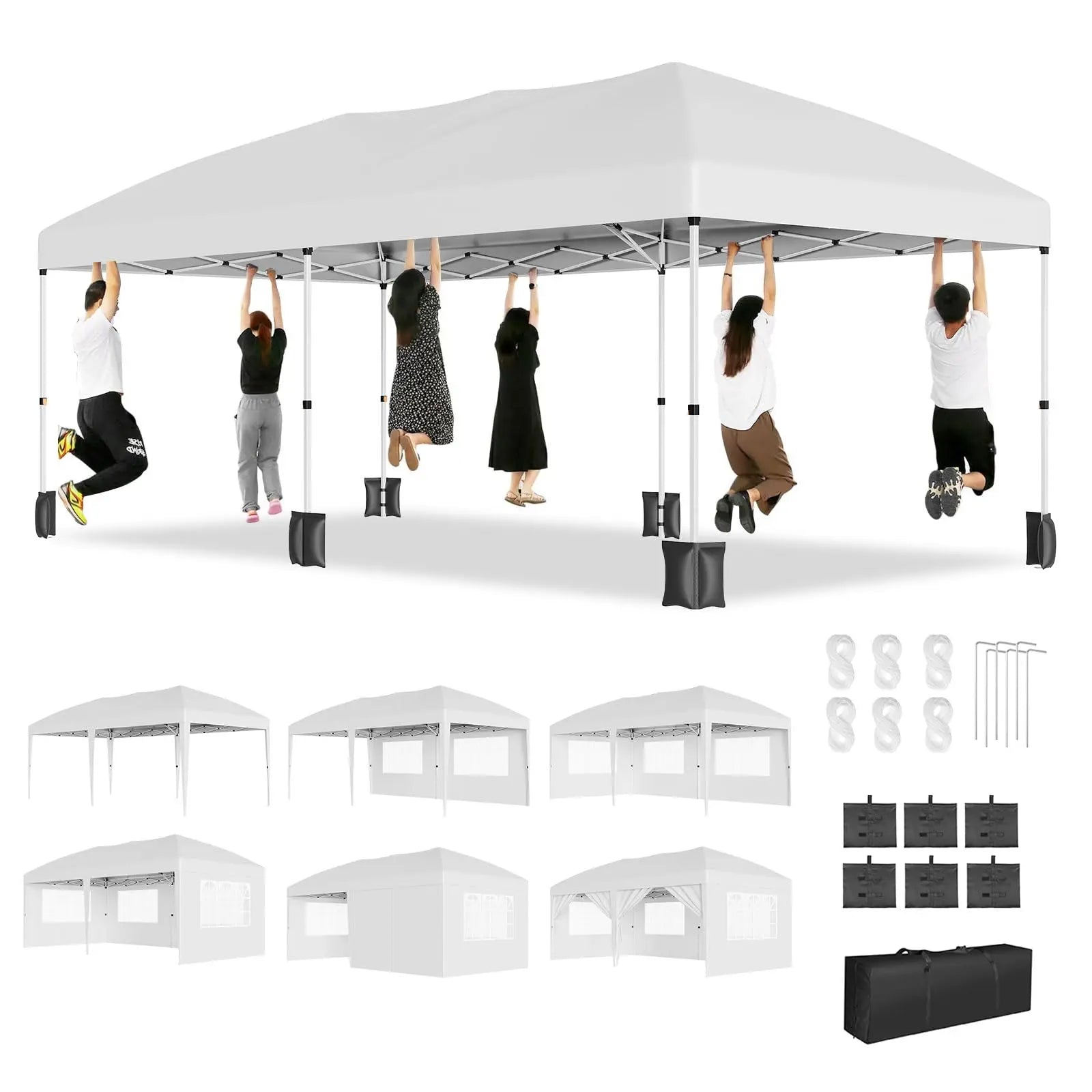 HiMISS Heavy Duty Pop Up Canopy — Waterproof Party Tent with 6 Sidewalls