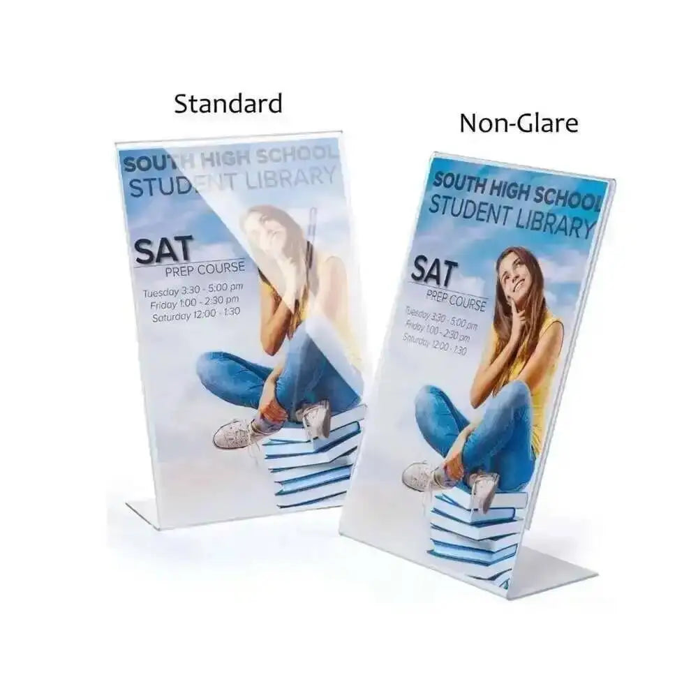 Loripos Acrylic Sign Holder — Slant Back Desktop Display Stand, 5-Piece Set