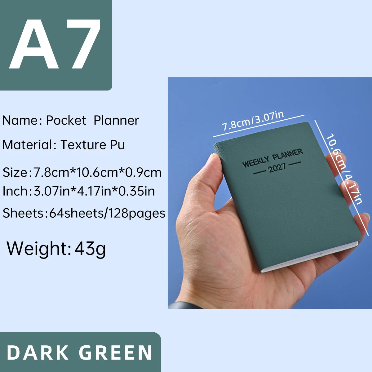 A7 Mini Weekly Planner — Minimalist Pocket Journal with Morandi Cover