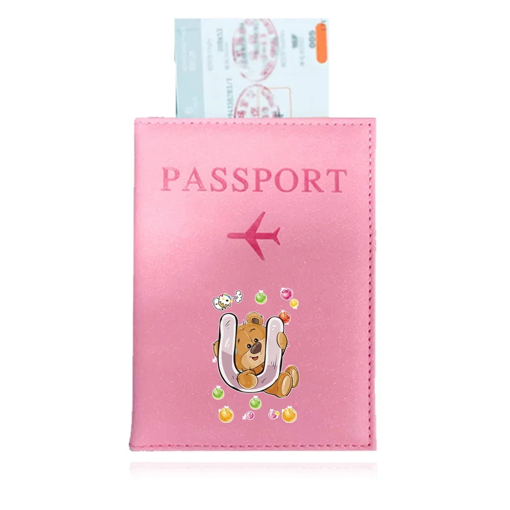 Bear Pattern Passport Cover — Protective PU Leather Travel Holder