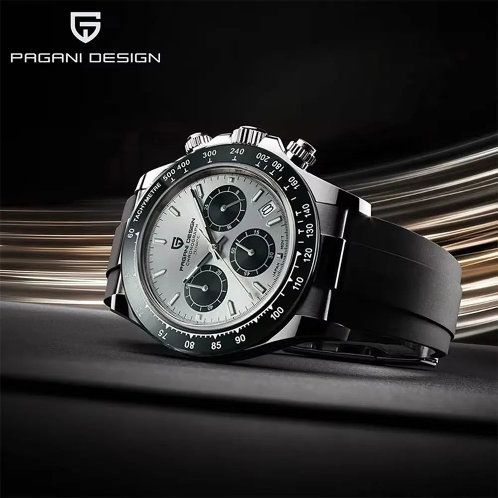 PAGANI DESIGN Men's Quartz Chronograph — Ceramic Bezel & Sapphire Glass Watch