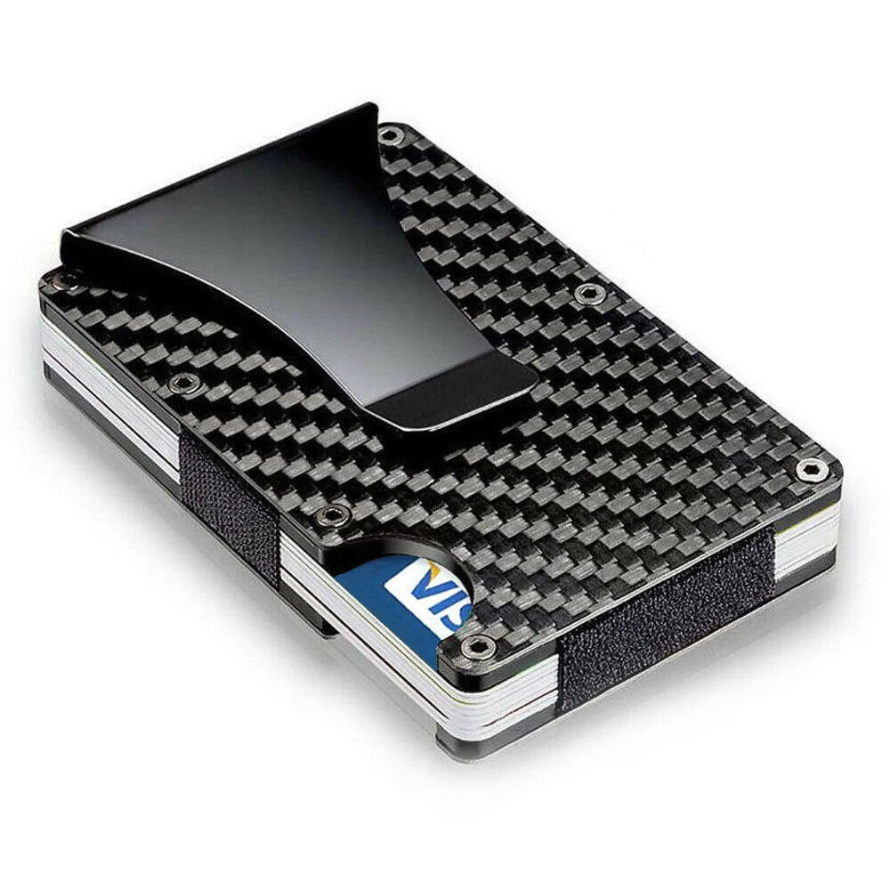 FZCSPEED Carbon Fiber RFID Blocking Wallet — Slim Metal Money Clip & Card Holder