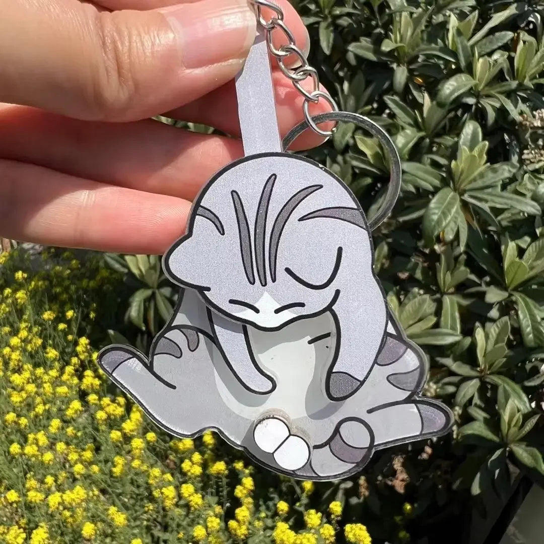 Rotatable Egg Cat Keychain — Playful Acrylic Bag Pendant & Gift